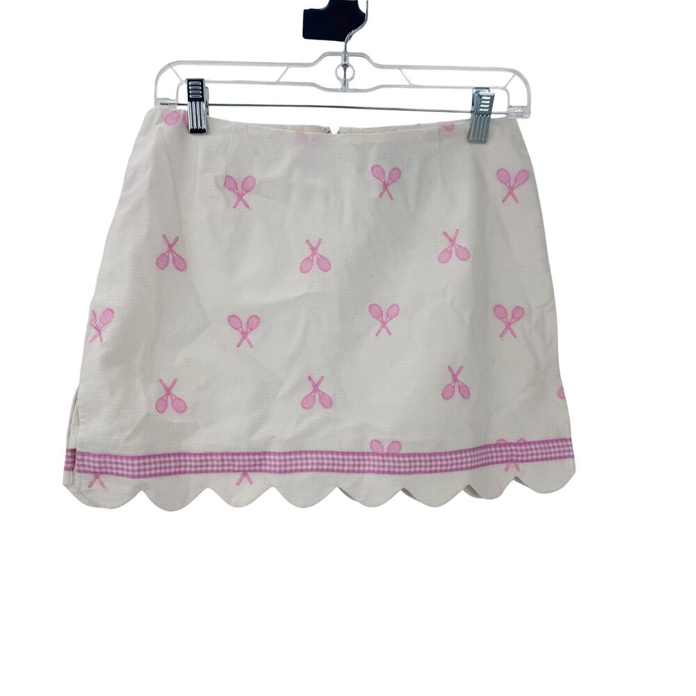 Lilly Pulitzer The Perfect Vintage Tennis Skirt Embroidered Pink Racquets Sz 4P - Picture 5 of 11